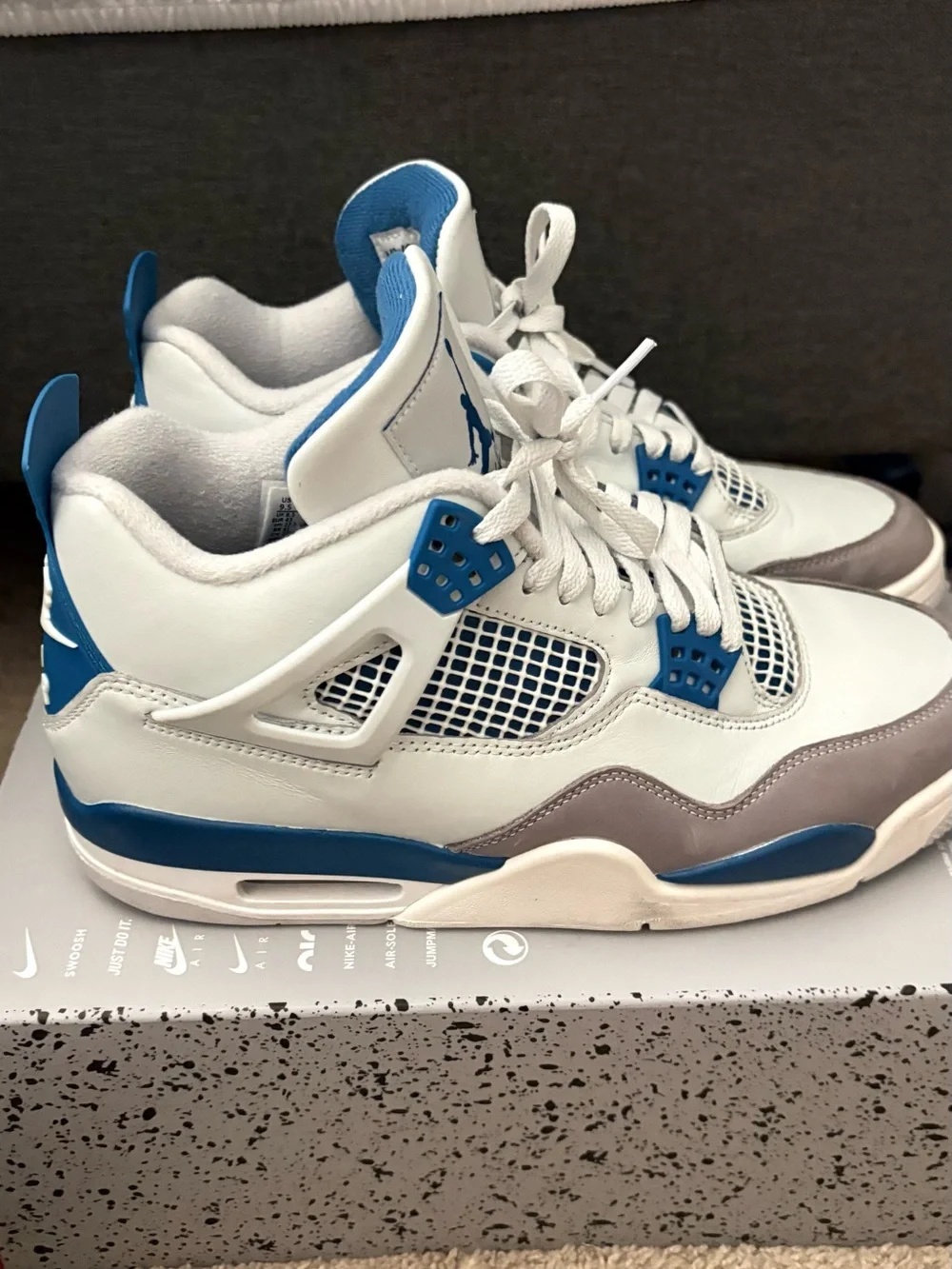 Jordan Sneakers White and Gray with Blue Accents